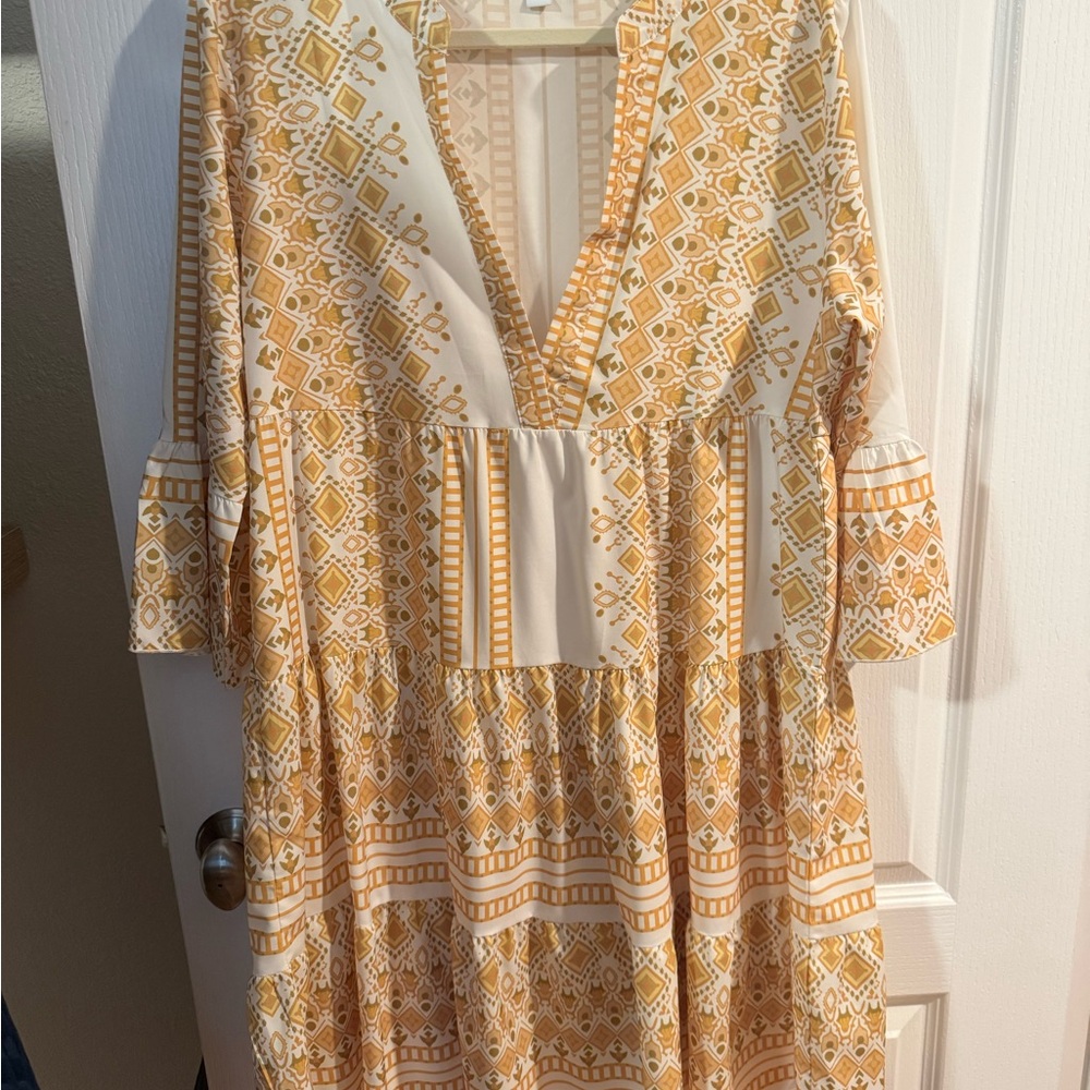 Elegant Yellow Patterned Dress